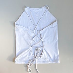 Super Cute White Lace-Up Halter